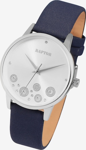 Raptor Analoguhr 'mit Echtlederband, 3 ATM' in Blau: Vorderseite