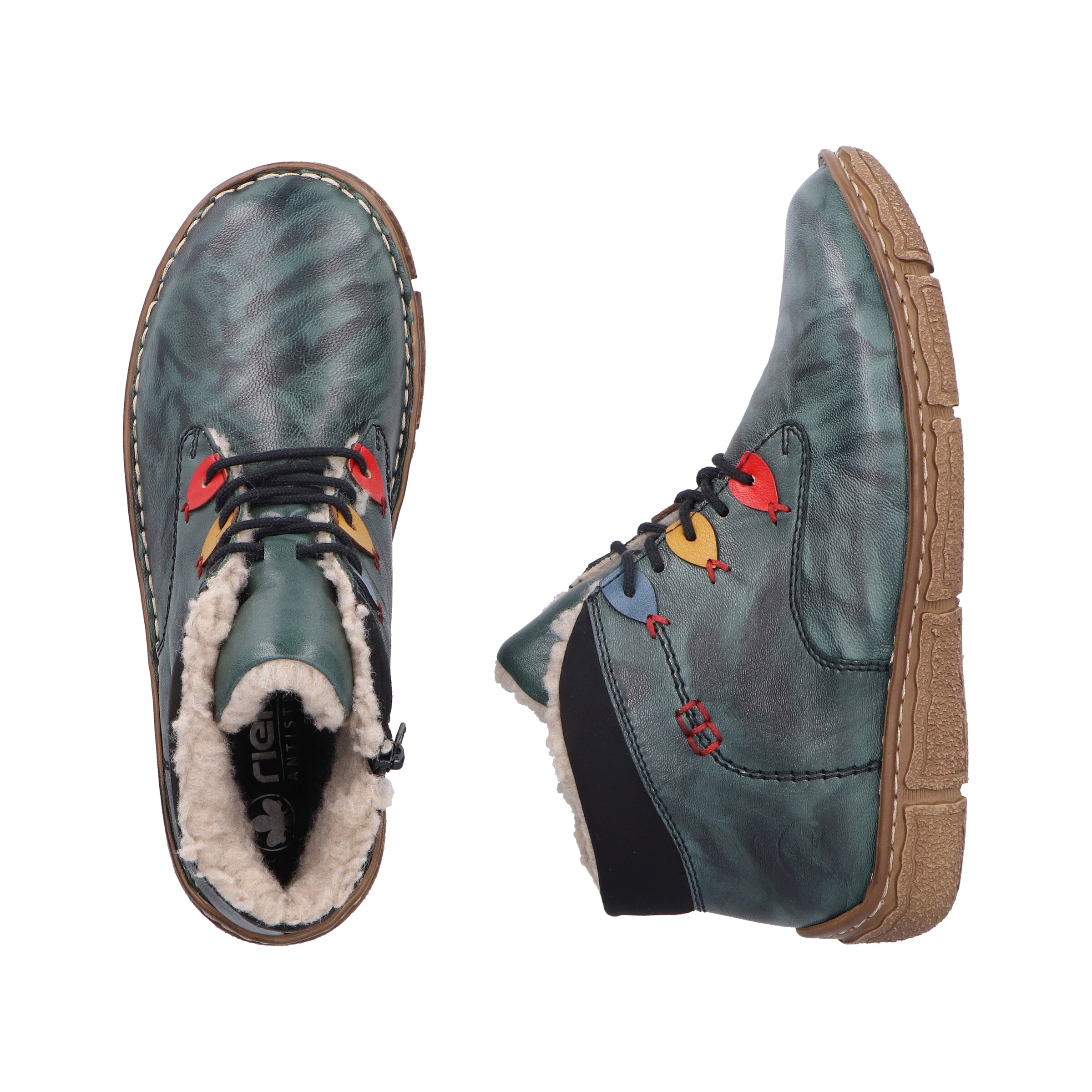 Rieker Lace-Up Ankle Boots in Green