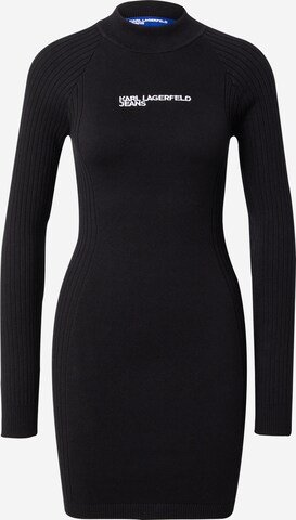 KARL LAGERFELD JEANS Плетена рокля в черно: отпред