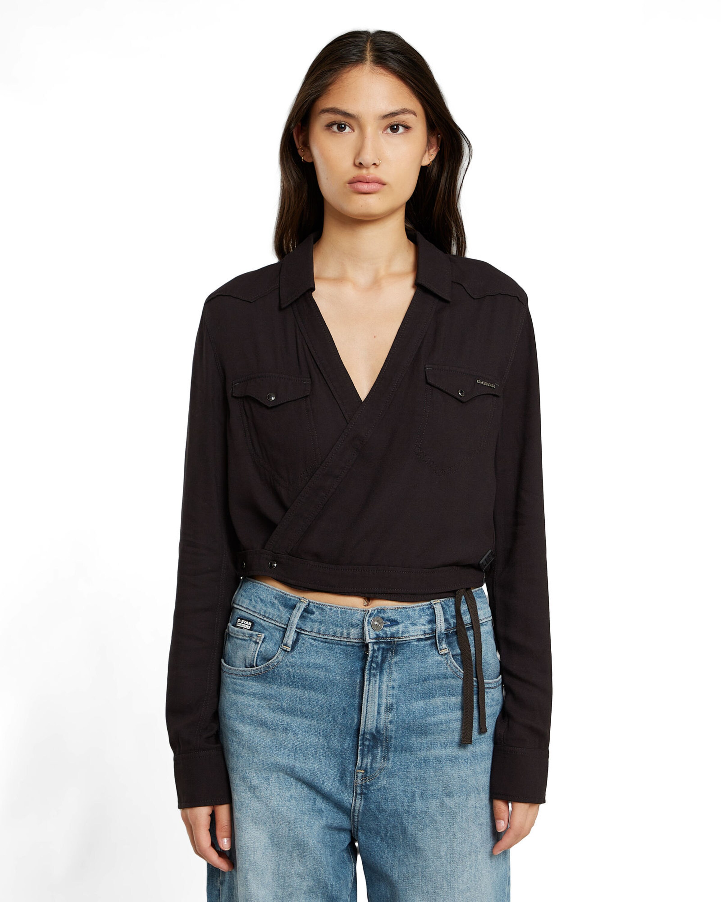 G-STAR Blouse 'Tacoma' in Zwart: voorkant