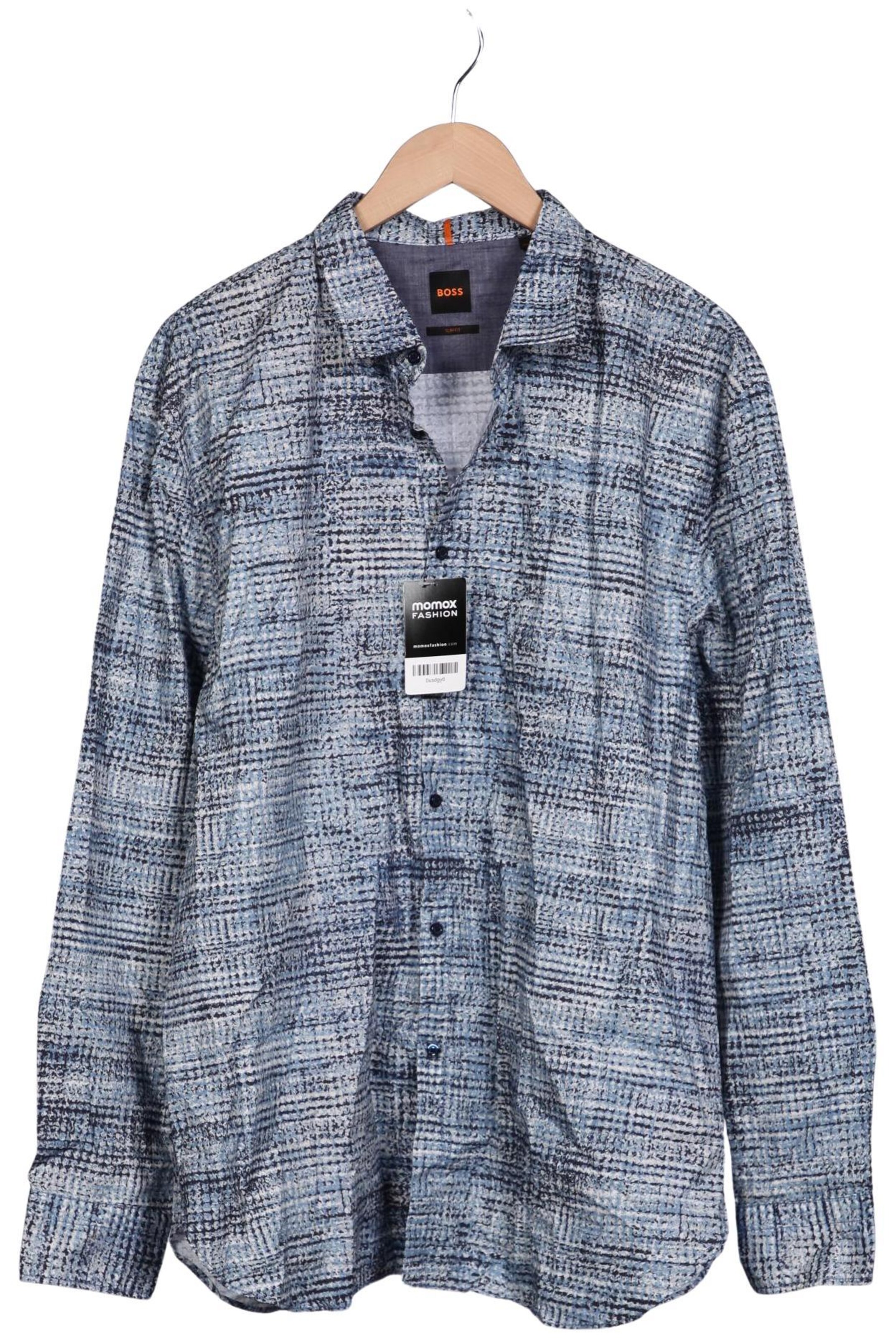 BOSS Orange Button Up Shirt in XXXL in Blue: front