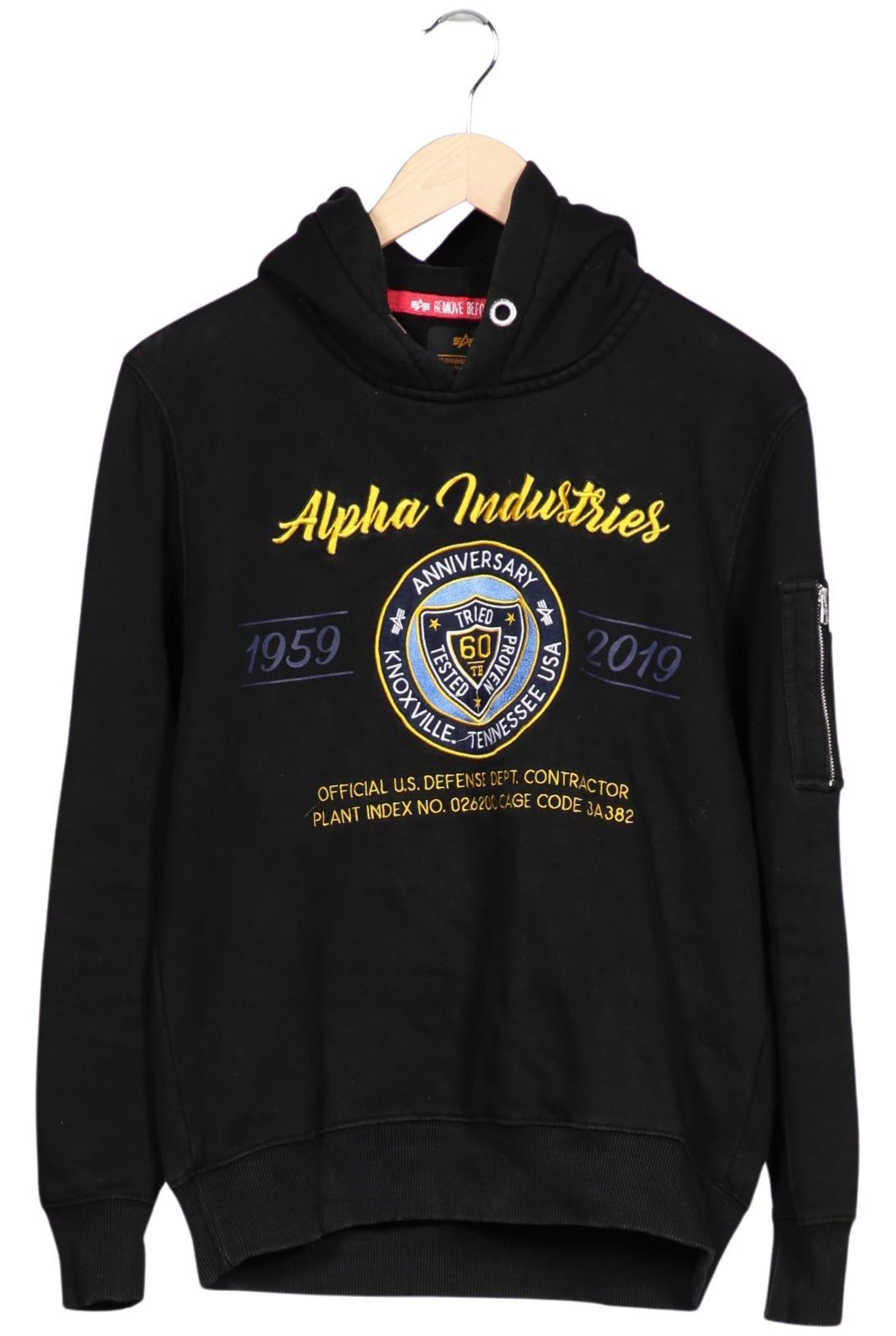ALPHA INDUSTRIES Sweatshirt & Zip-Up Hoodie in S in Black: front