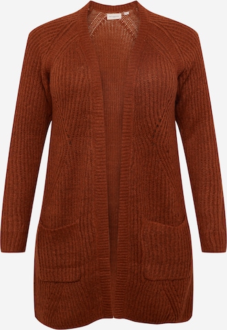 ONLY Carmakoma Knit Cardigan 'Carbernie' in Brown: front