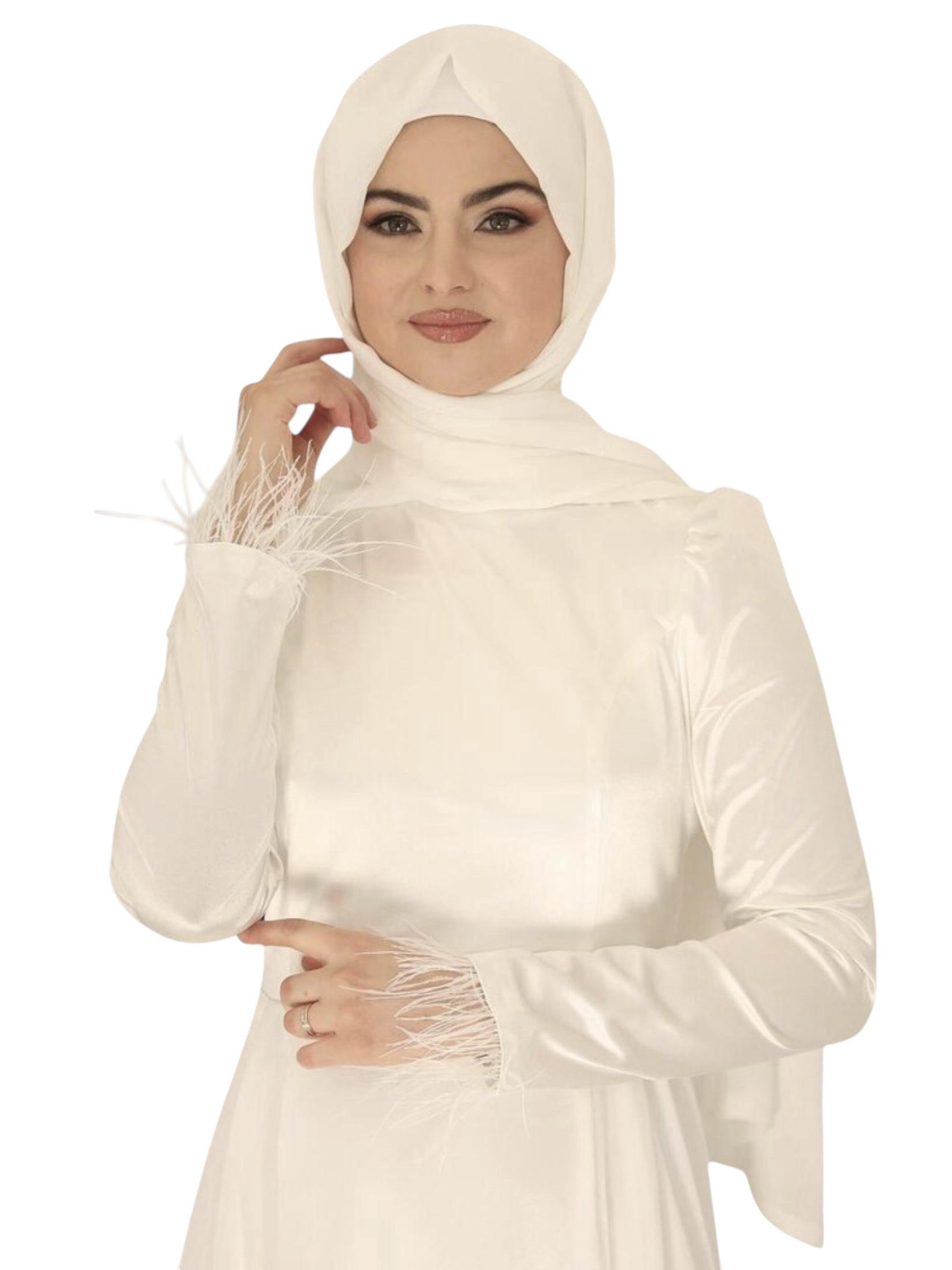 fashionshowcase Abendkleid 'Feather Grace'‌‌‌‌‌‌‌‌ in Weiß