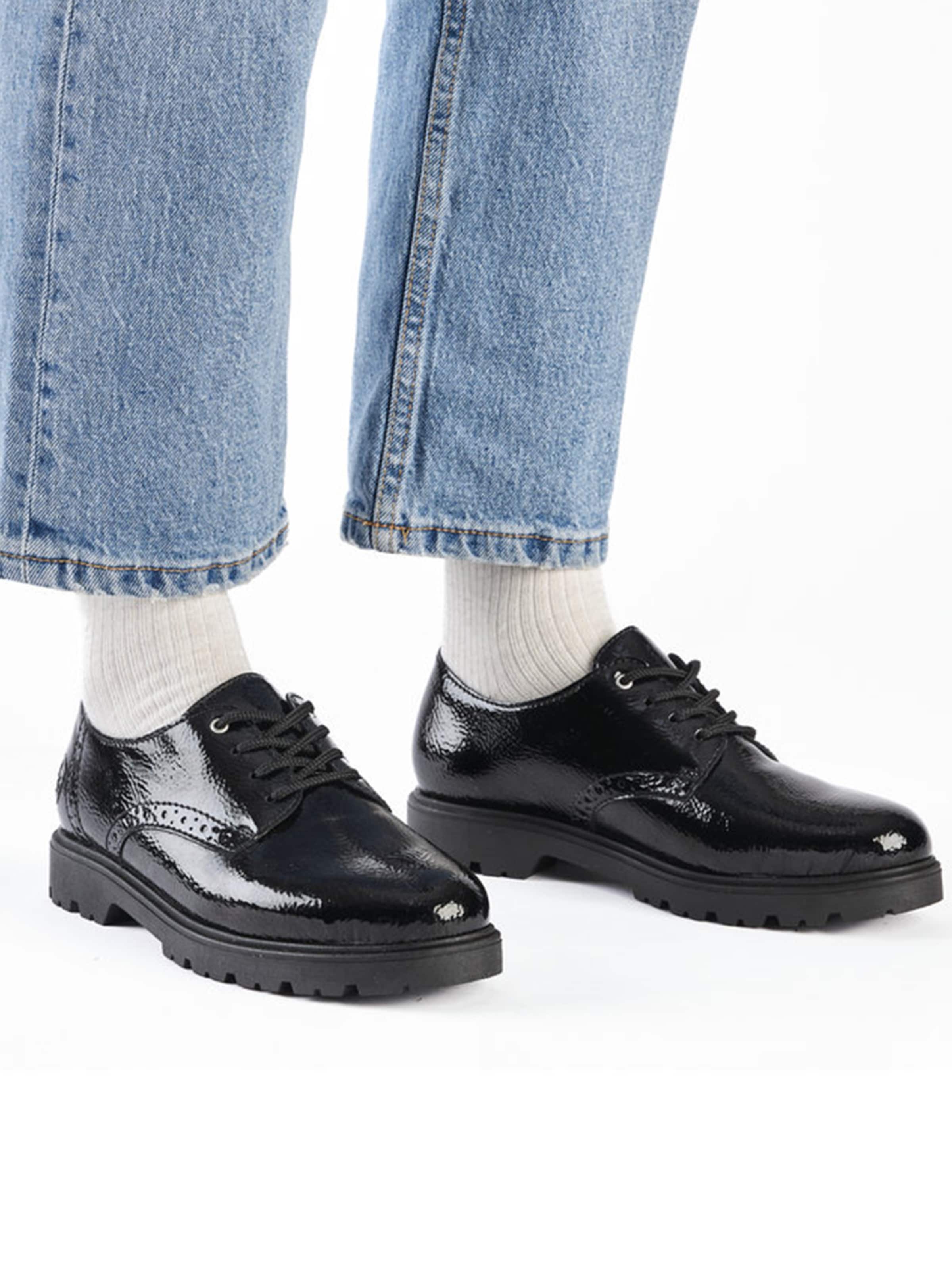 melns Rieker Kurpes ar šņorēm: no priekšpuses