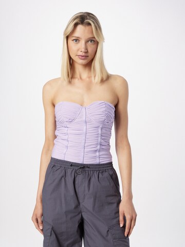 Shirtbody Misspap en violet : devant