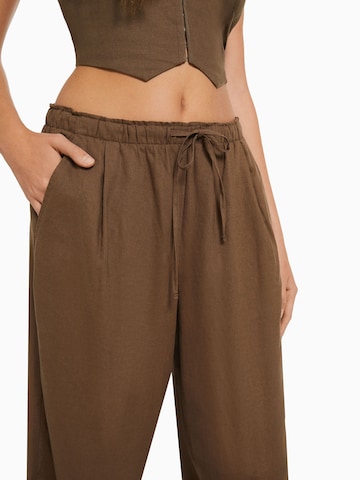 Bershka Wide leg Broek in Bruin