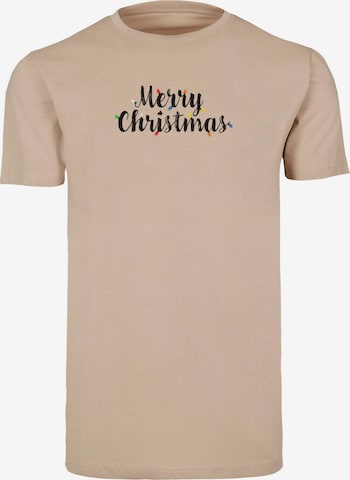 Merchcode T-Shirt 'Merry Christmas Lights' in Beige: predná strana