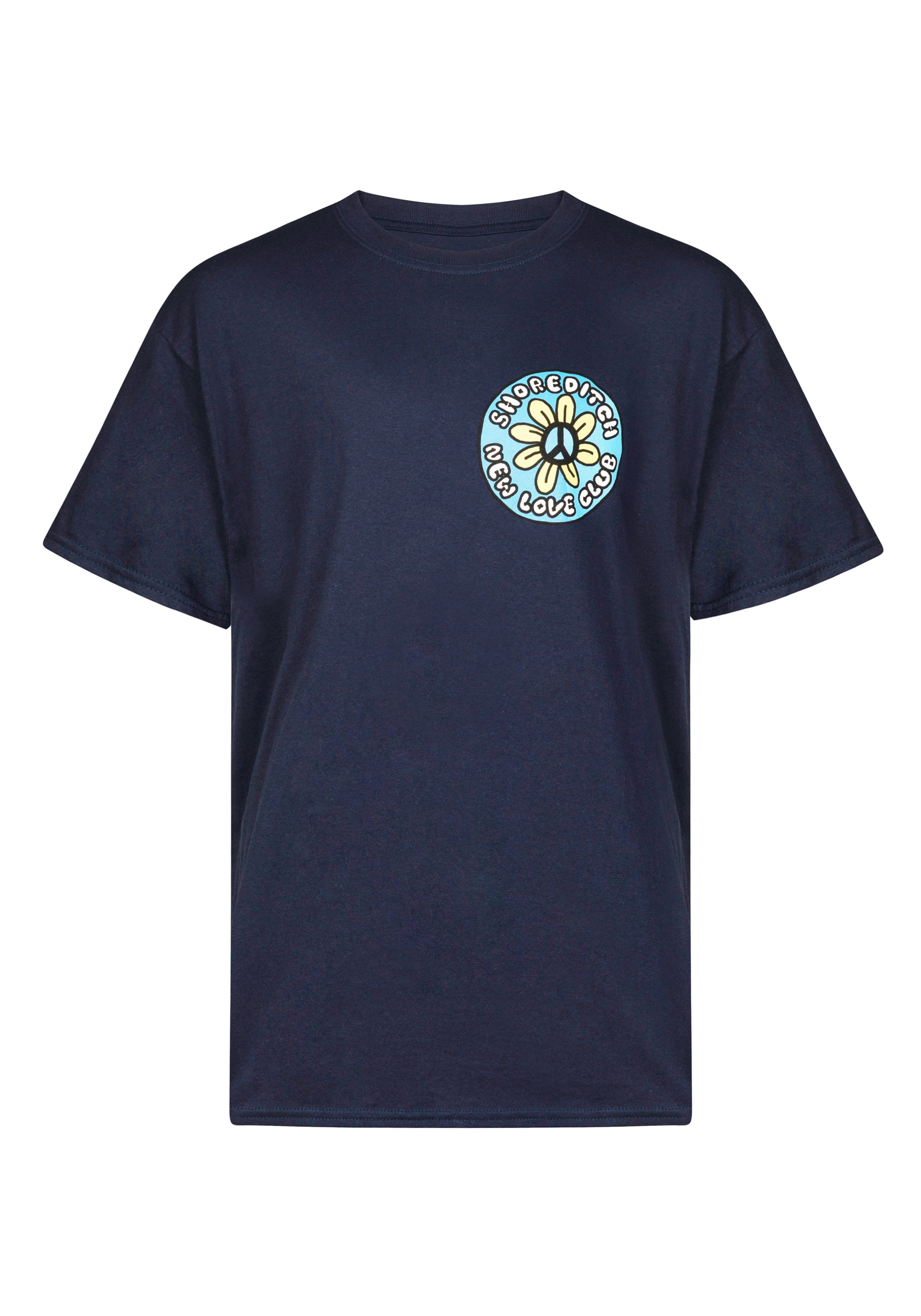 Männer Shirts New Love Club T-Shirt 'FLOWER PEACE' in Navy - IF80598 Männer Shirts New Love Club T-Shirt 'FLOWER PEACE' in Navy - IF80598