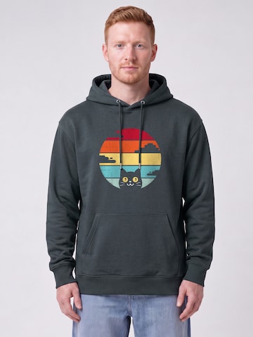 Watapparel Sweatshirt ' Retro Sunset Cat ' in Grijs: voorkant