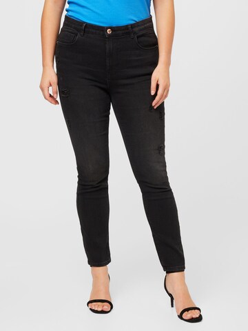 Skinny Jeans 'DAISY' di ONLY Curve in nero: frontale