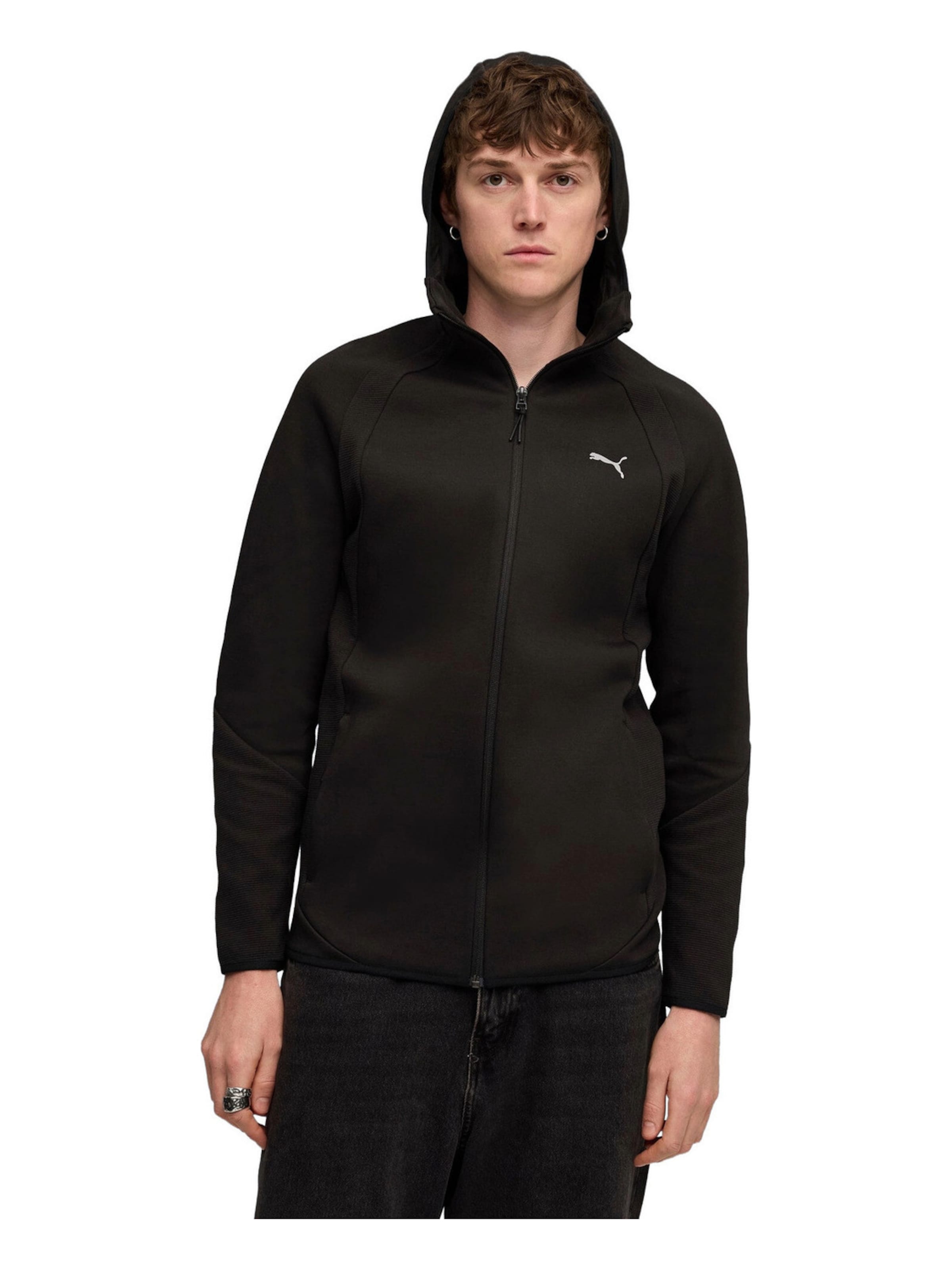PUMA Sweatvest 'Puma Evostripe Fz Hoodie Dk' in M in de kleur Zwart, Productweergave