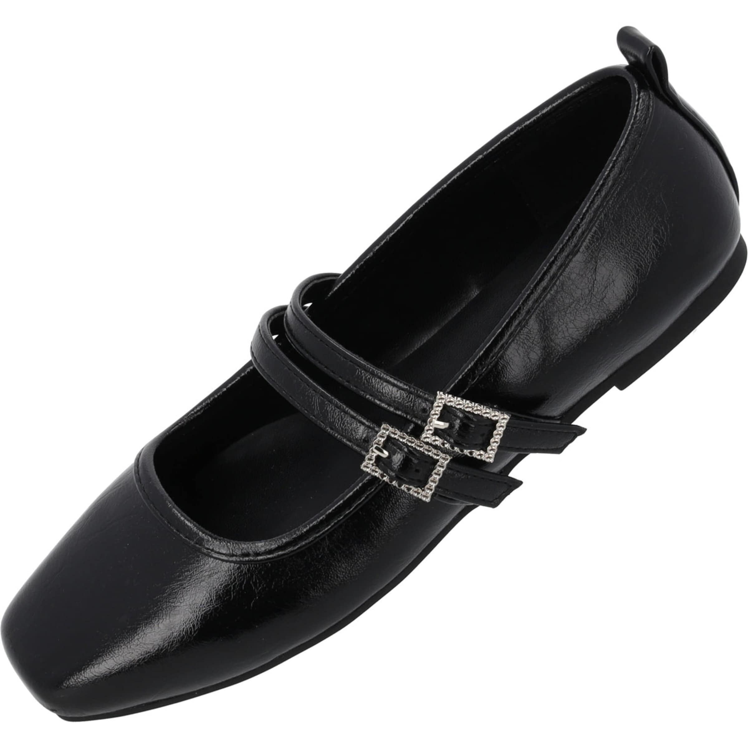 Palado by Sila Sahin Riemchenballerina in Schwarz: Vorderseite