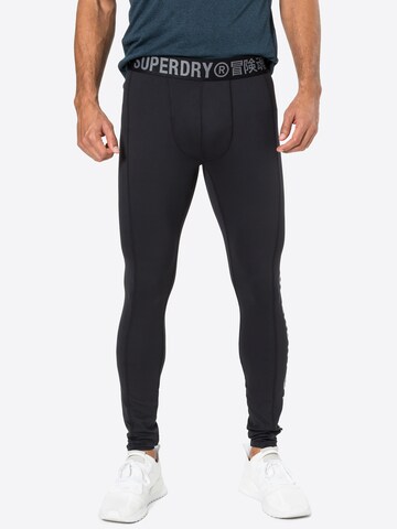 Skinny Pantalon de sport 'Carbon' Superdry en noir : devant
