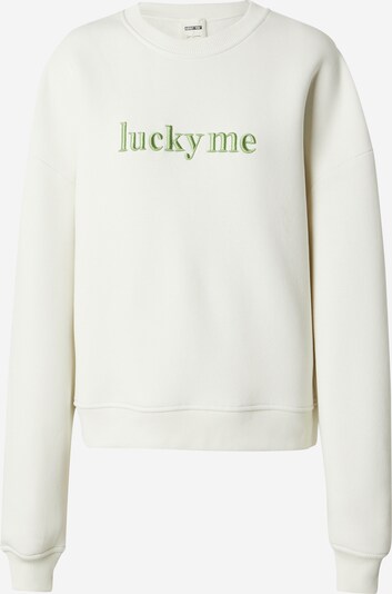 ABOUT YOU x Laura Giurcanu Sweat-shirt 'Elisabeth' en vert clair / blanc naturel, Vue avec produit