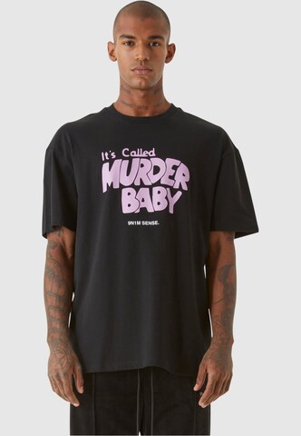 9N1M SENSE Shirt 'Murder' in Zwart: voorkant