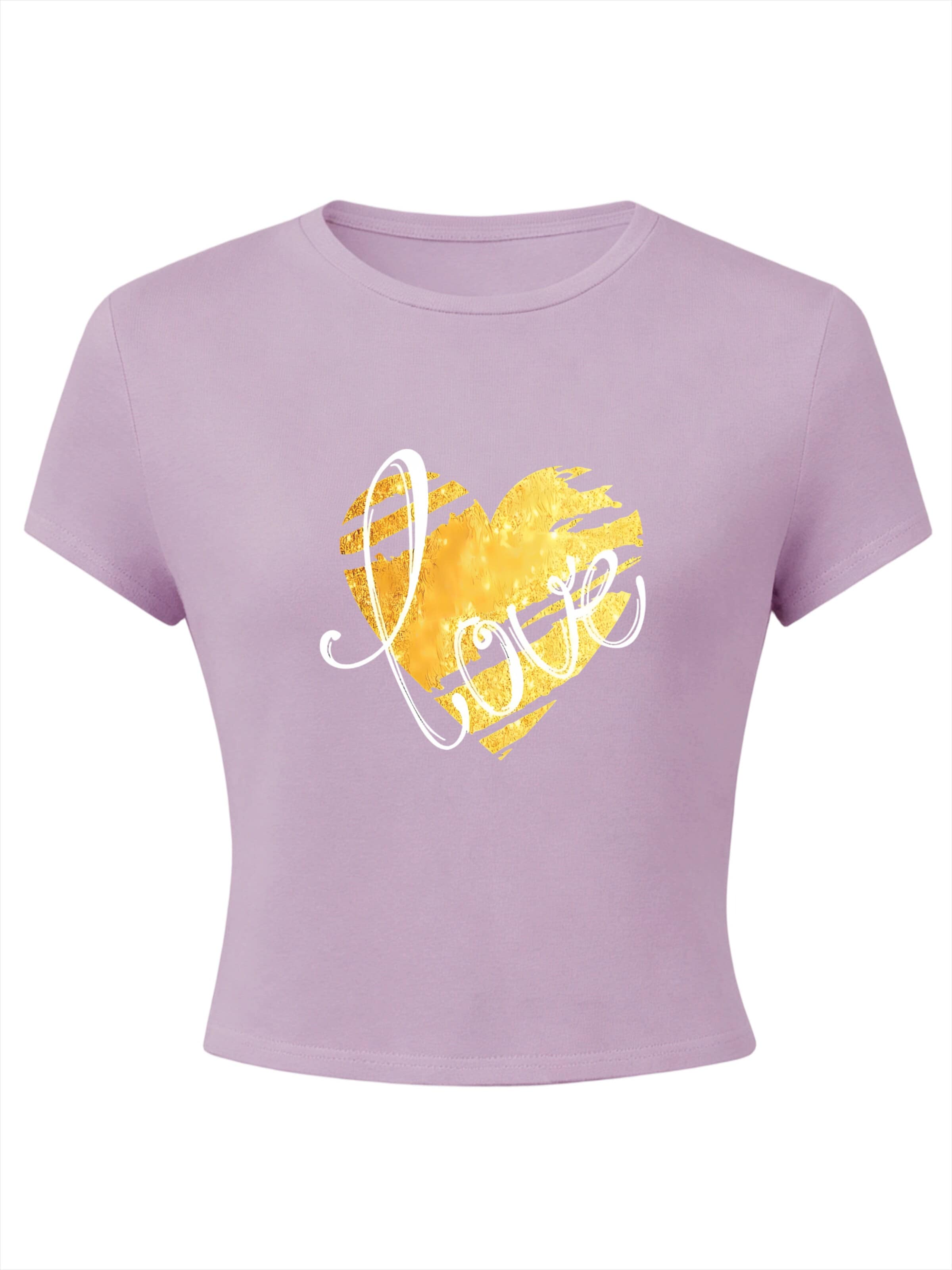 GORHEY Shirt 'Women's Casual Cotton Summer T-Shirt with LOVE Print' in S/Regular in Purple, Item view