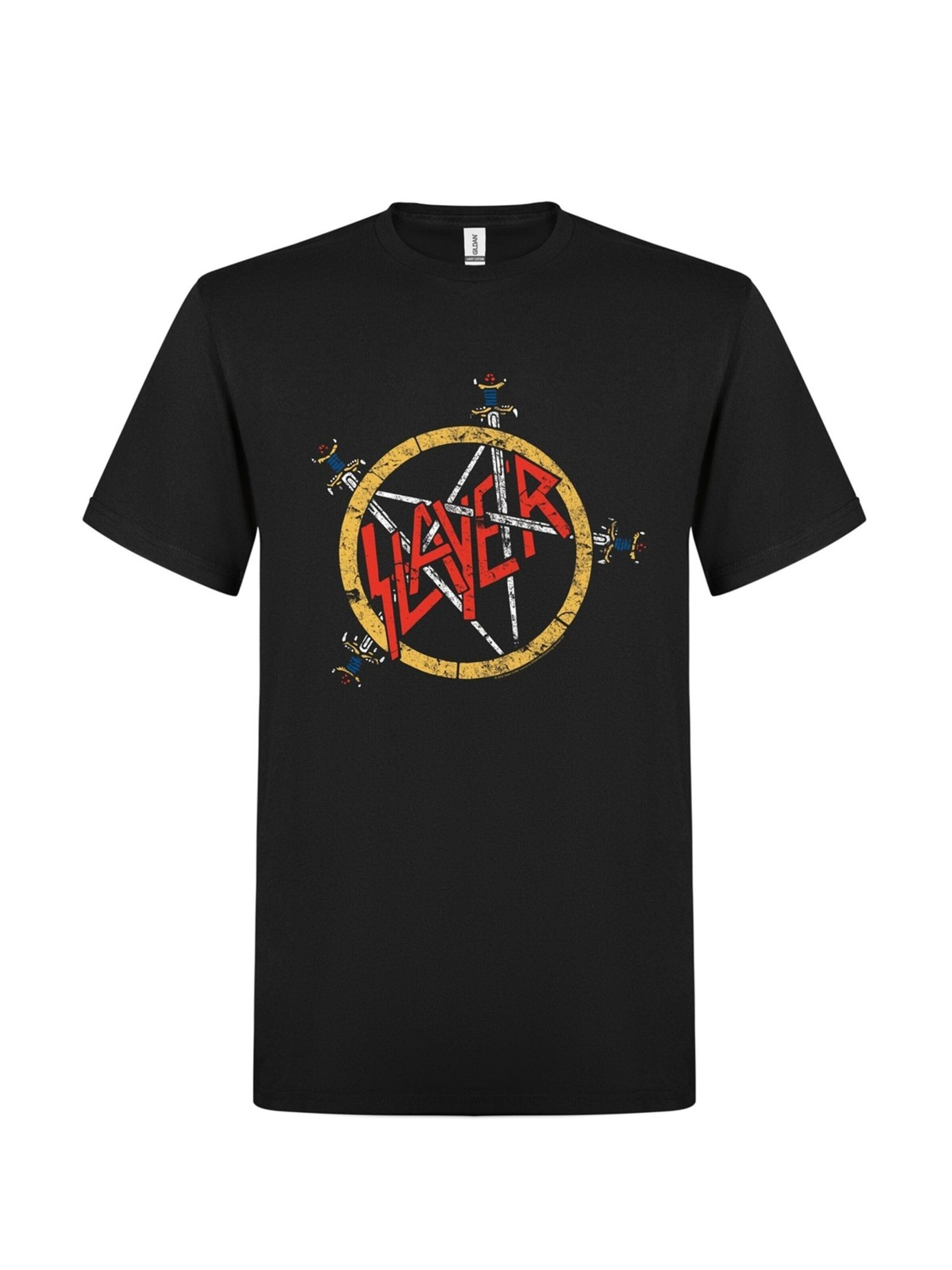 Slayer Shirt 'Slayer Pentagram distressed  T-Shirt' in Black: front