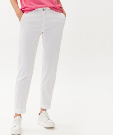 BRAX Regular Pleated Pants 'Maron' in White: front