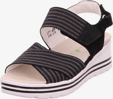 WALDLÄUFER Strap Sandals in Black: front