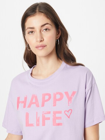 Frogbox Koszulka 'Happy Life' w kolorze fioletowy