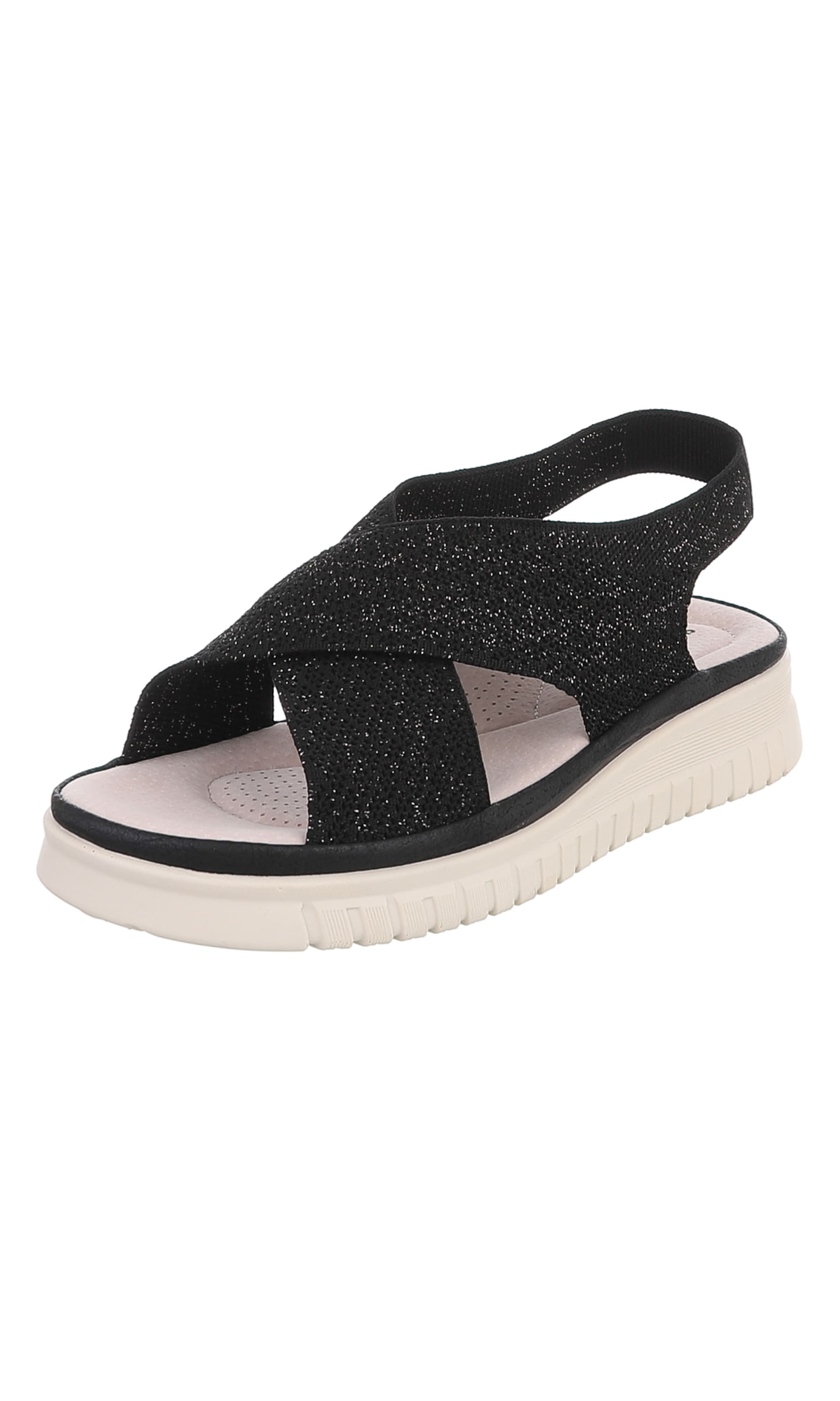 Ital-Design Strap Sandals in Black: front