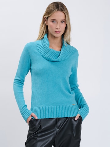 Influencer Pullover in Blau: Vorderseite