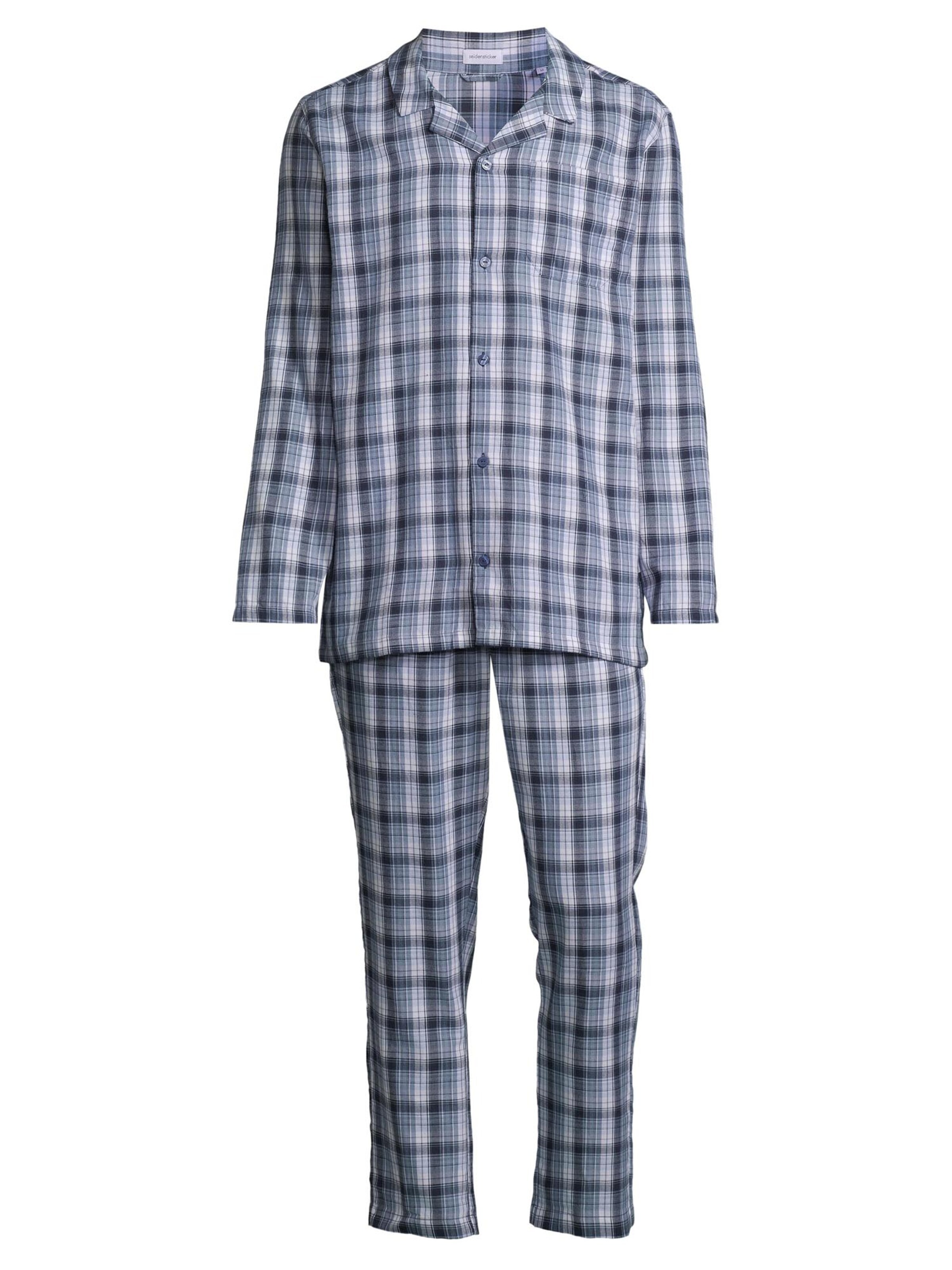 SEIDENSTICKER Pyjama lang 'Classic Twill' in Blauw: voorkant