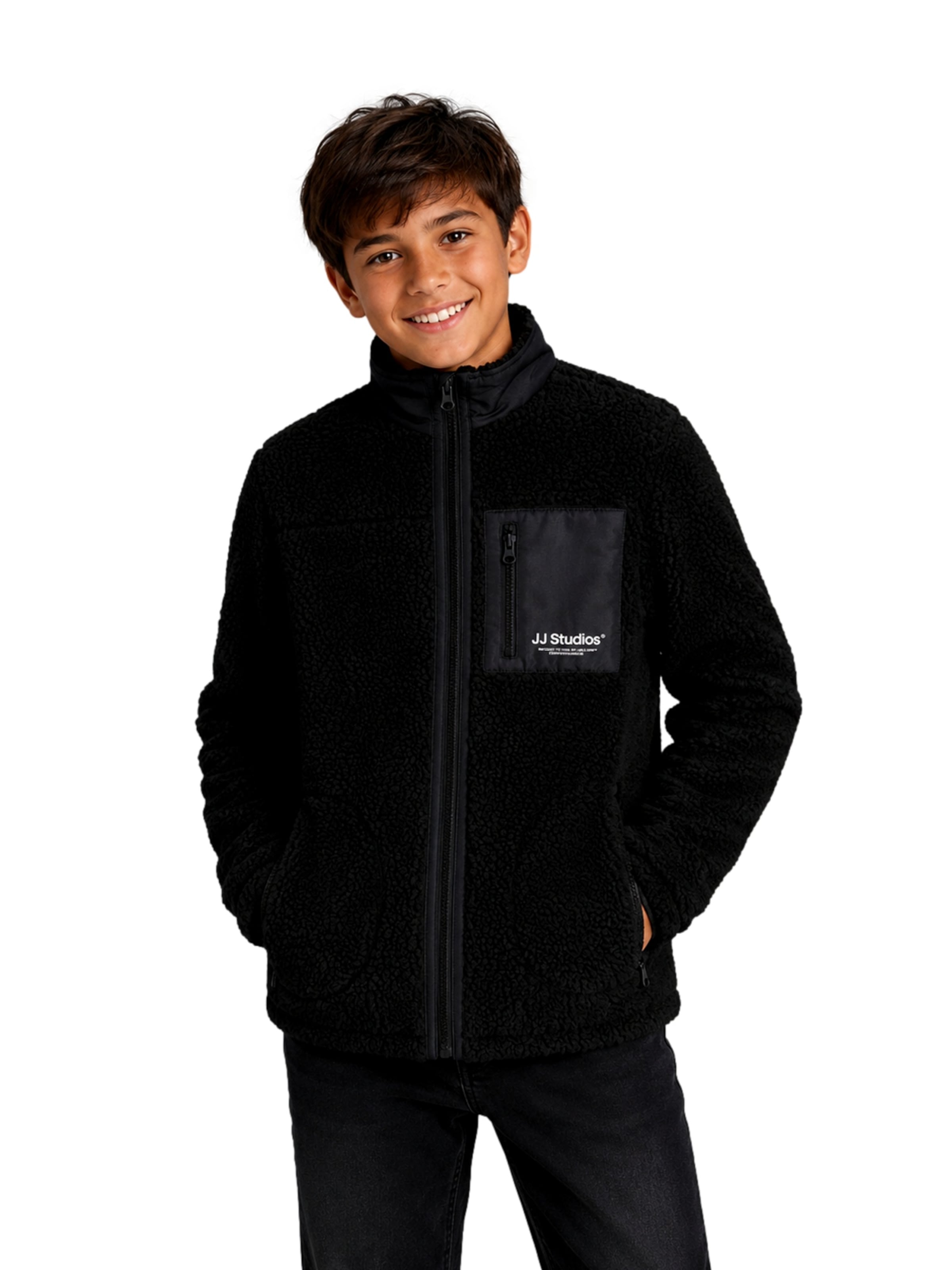 Jack & Jones Junior Fleecejakke 'JJESoho' i sort: forside