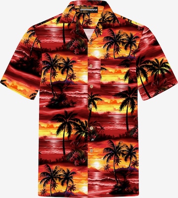 Hawaiihemdshop.deRegular Fit Košulja 'Hawaiihemd Evening Sun' - crvena boja: prednji dio