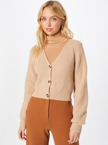 Parallel Lines Knit Cardigan in Beige: front
