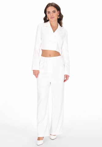 faina - Pierna ancha Pantalón plisado en blanco