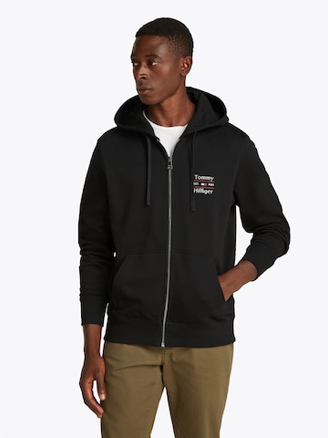 TOMMY HILFIGER Кофта на молнии в Черный: спереди