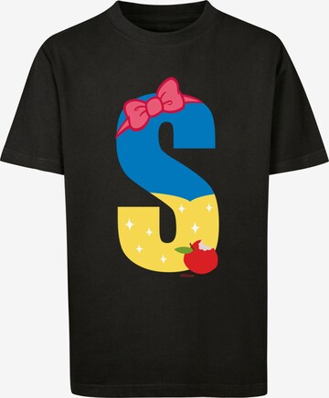 Maglietta 'Disney Alphabet S Is For Snow White' di F4NT4STIC in nero: frontale