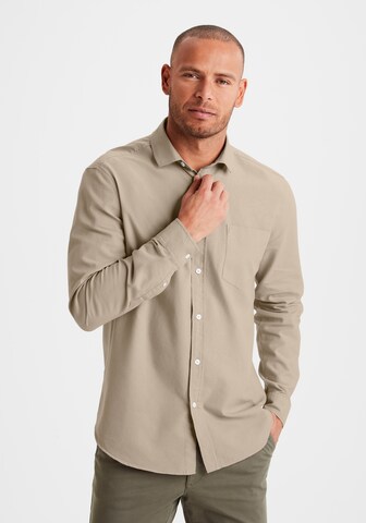 H.I.S Regular fit Button Up Shirt 'EM LBG' in Beige: front