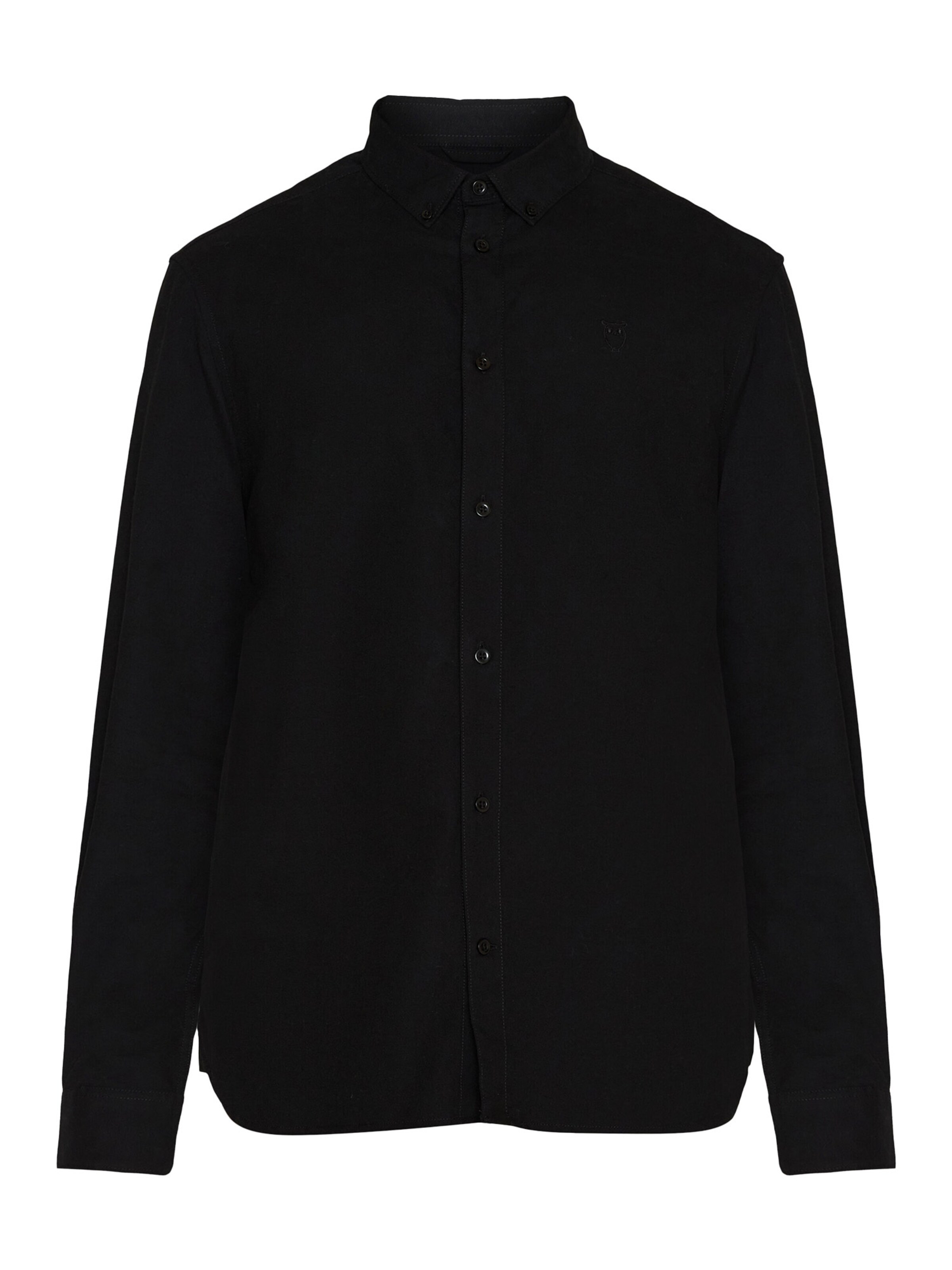 KnowledgeCotton Apparel Hemd 'Harald' in Schwarz: Vorderseite