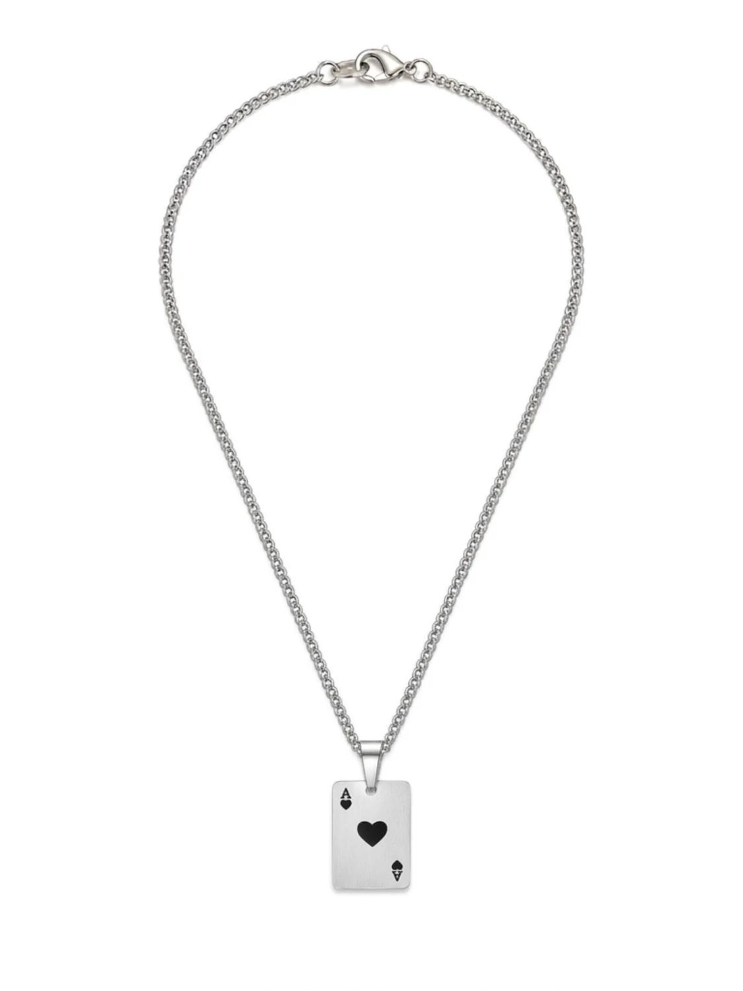 Eternal Ketting 'Herz Schwarz' in Zilver: voorkant