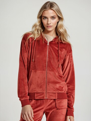 Funky Buddha - Sudadera con cremallera en rojo: frente