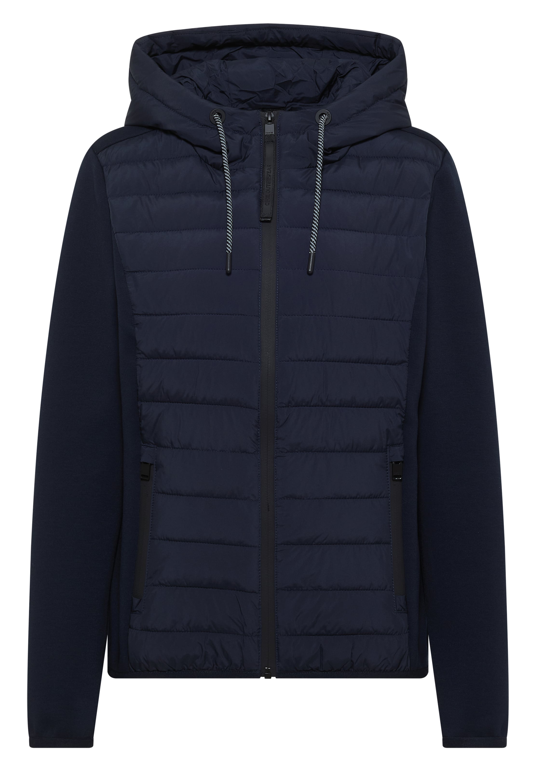 CECIL Scuba Jacke mit Strukturmix und Kapuze in Blau: Vorderseite
