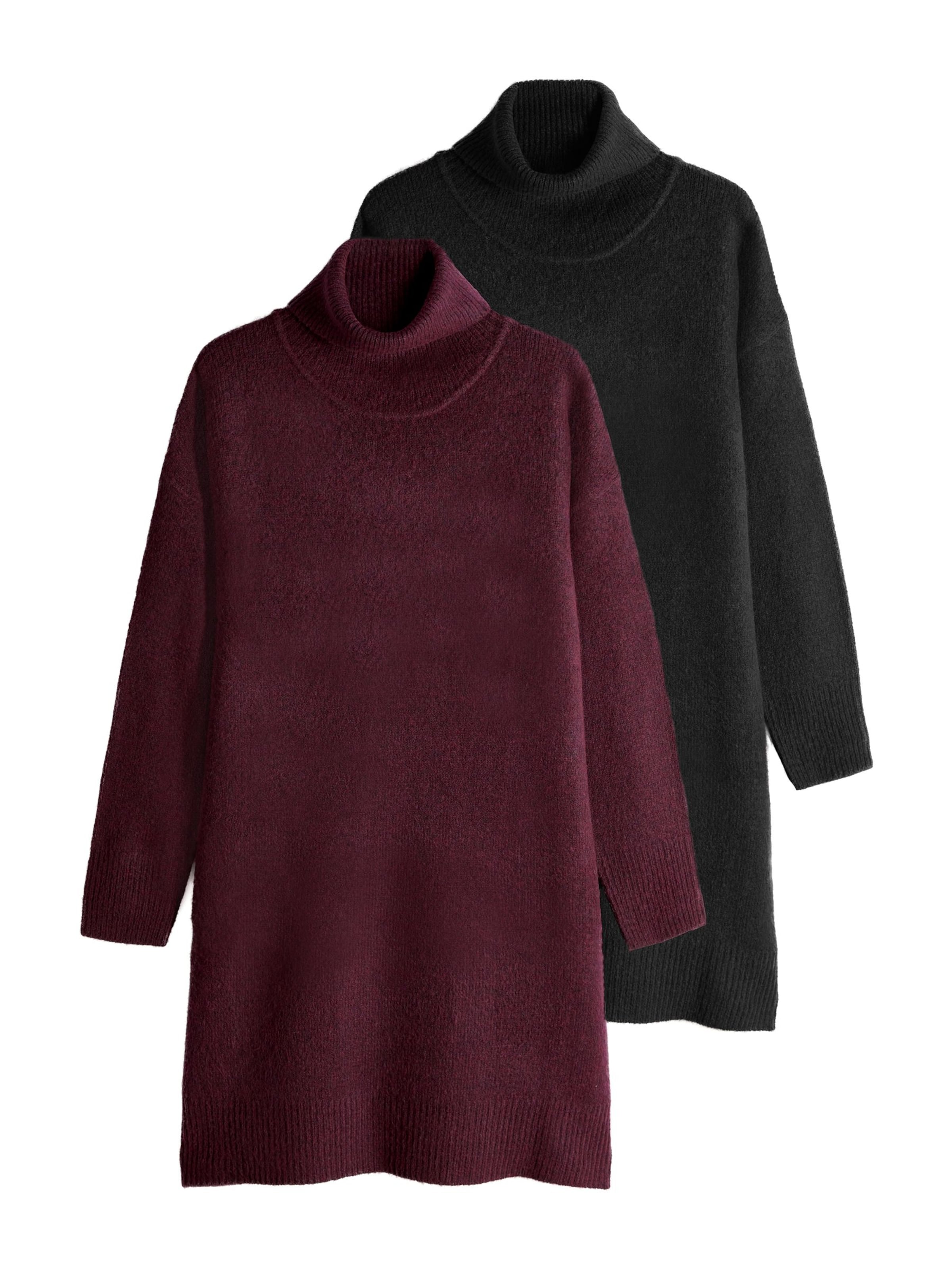 The Set Robes en maille en bourgogne / noir, Vue avec produit