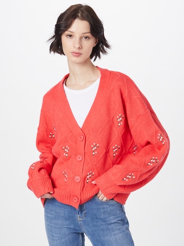 Missguided Knit Cardigan in Red: front