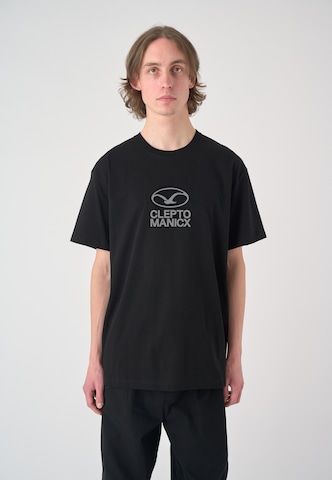 Cleptomanicx T-Shirt 'Möwe Plate' in Schwarz: Vorderseite