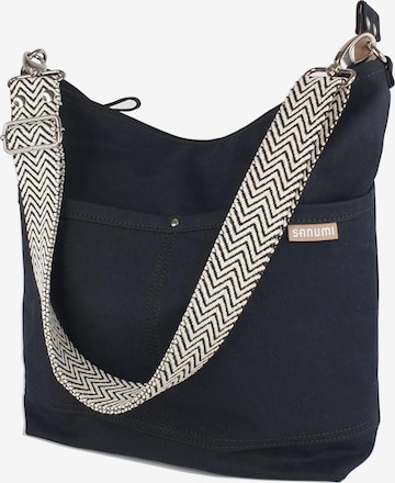 SANUMI Umhängetasche 'Canvas Hobobag' in Schwarz: Vorderseite