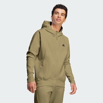 ADIDAS SPORTSWEAR Athletic Zip-Up Hoodie 'Z.N.E. Premium' in Green: front