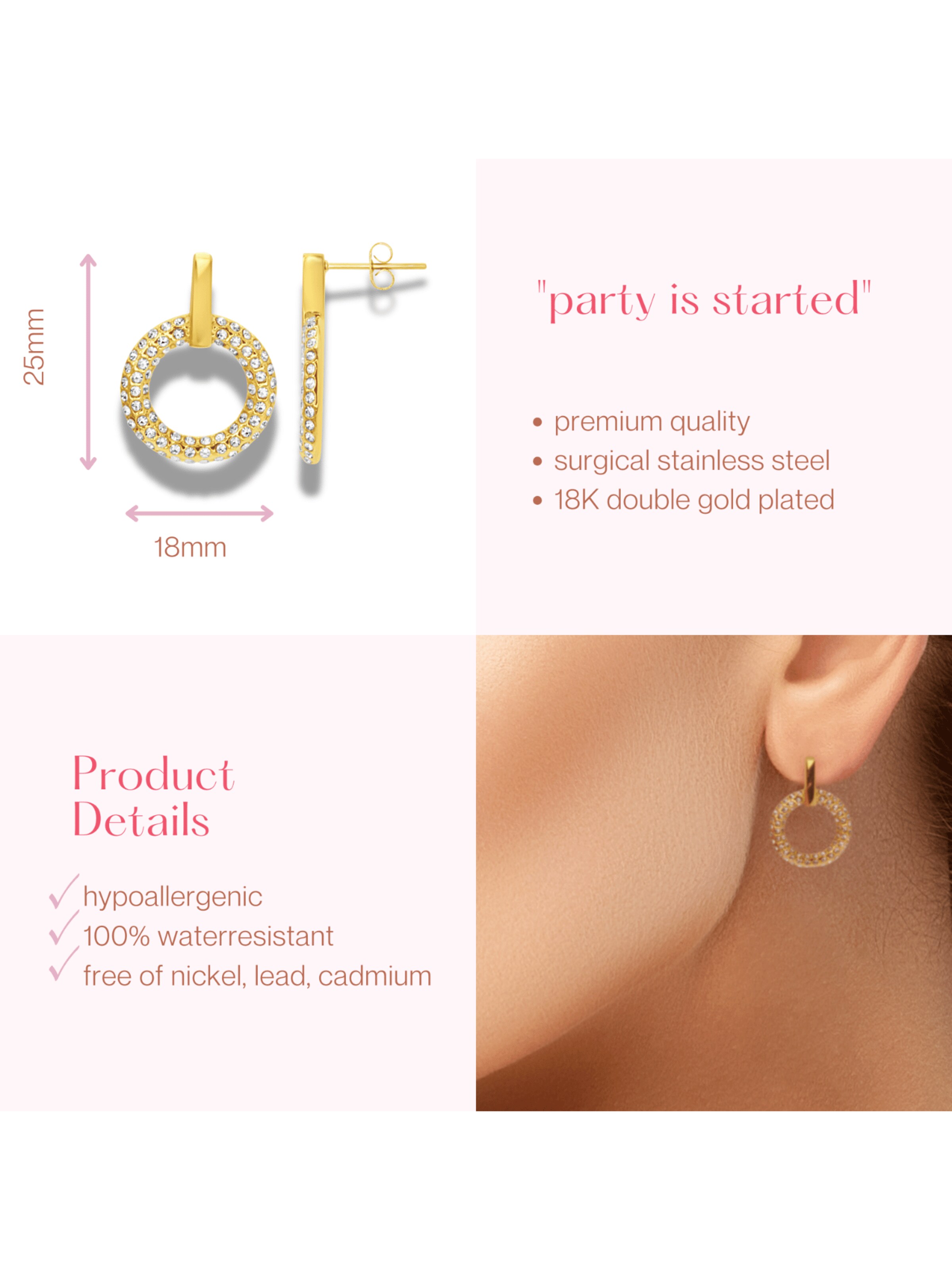 ARS-ARGENTI Ohrringe 'PARTY IS STARTED'‌‌‌‌‌‌‌ in Gold