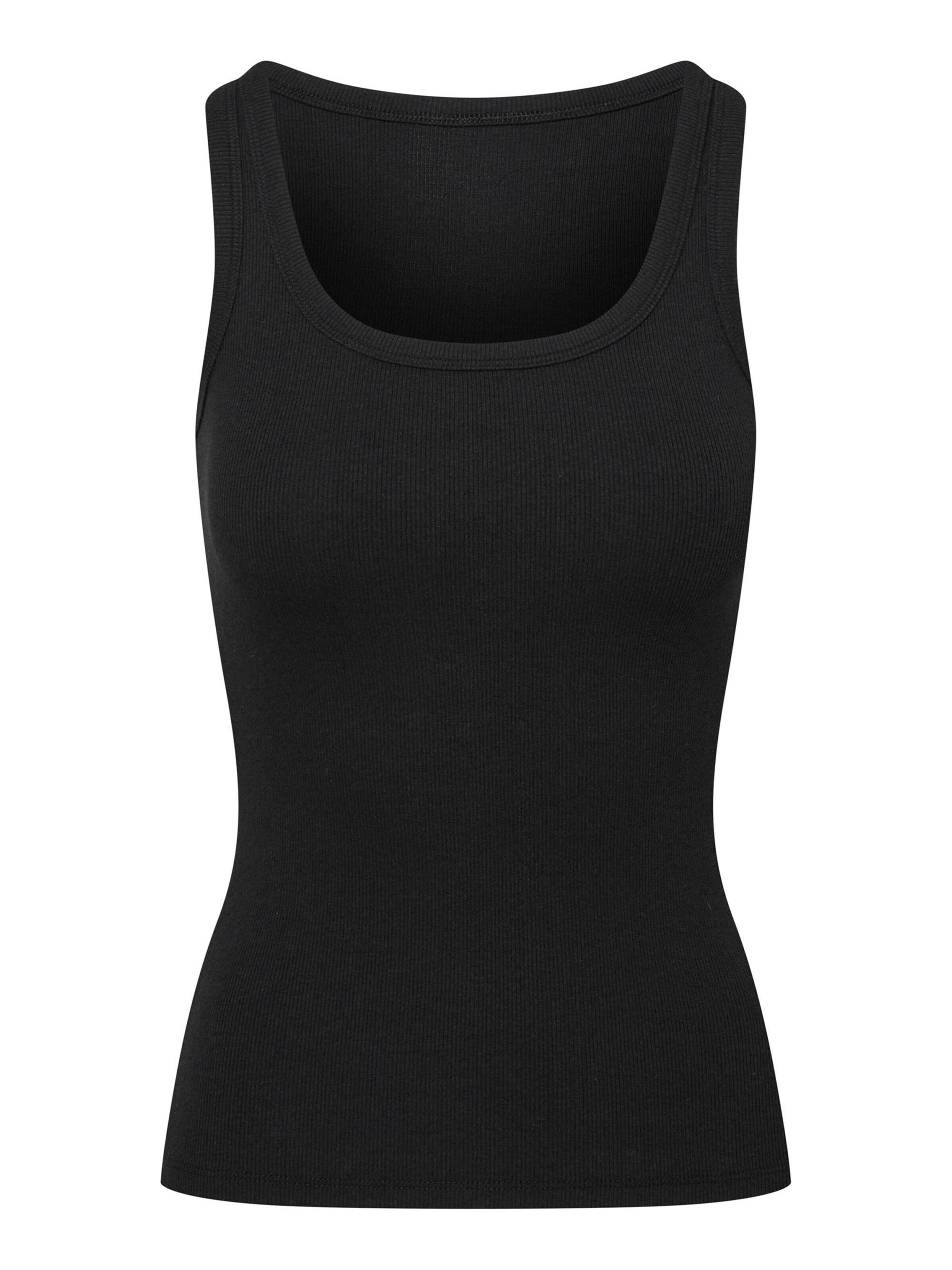 Top 'Ripp-Tanktop aus Viskose-Baumwoll-Mix, Jody 2' di ESOTIQ in nero: frontale