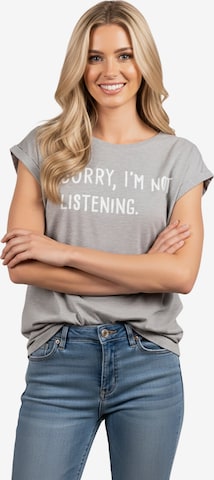 MAKAYA Shirt 'Not listening' in Grey: front