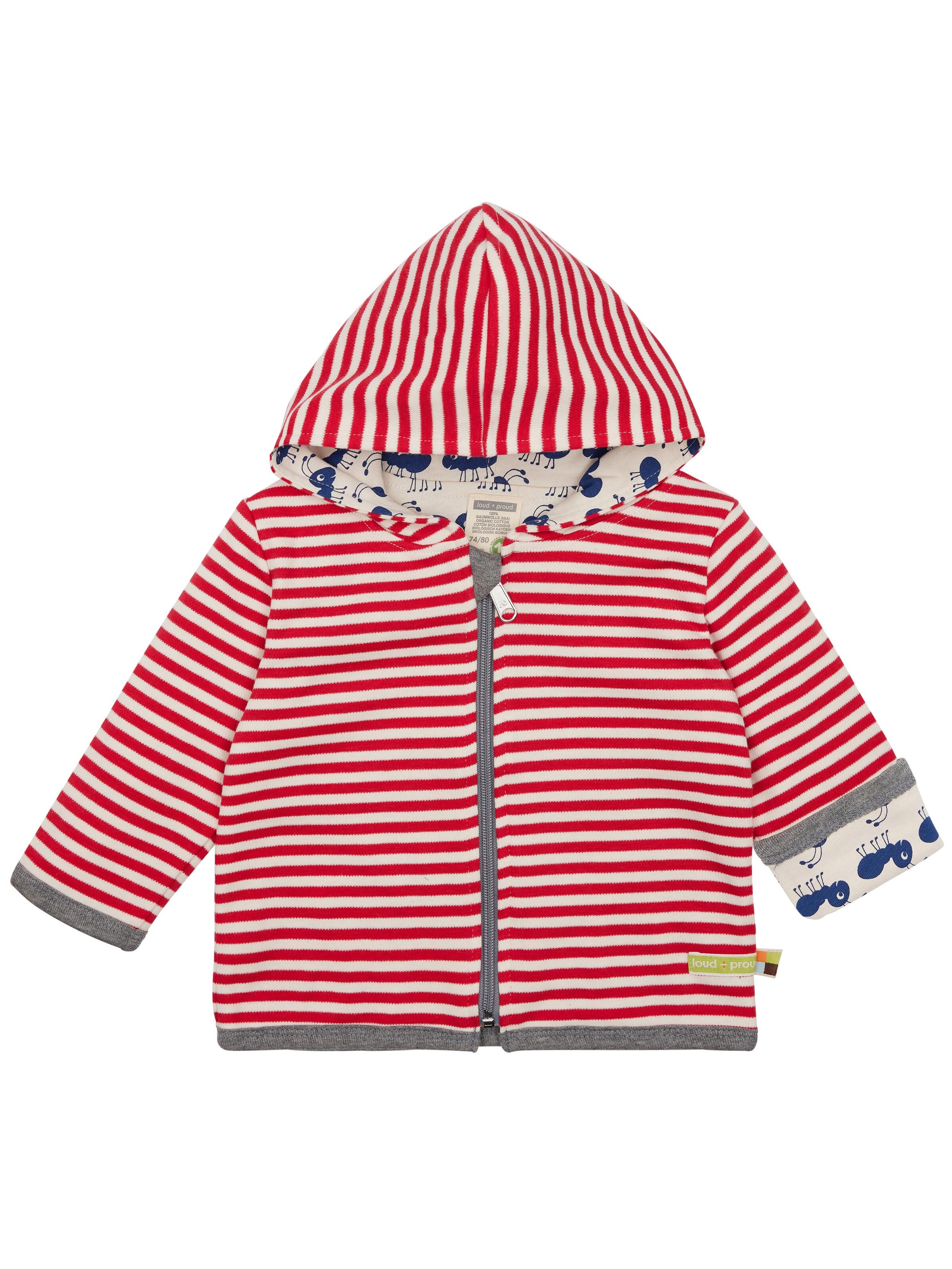 loud + proud Sweatjacke 'Wendejacke mit Kapuze'‌‌‌‌‌‌‌‌‌ in Rot: Vorderseite