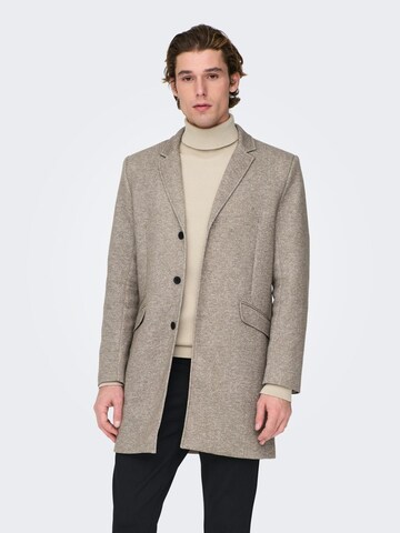 Only & Sons Between-Seasons Coat in Beige: front