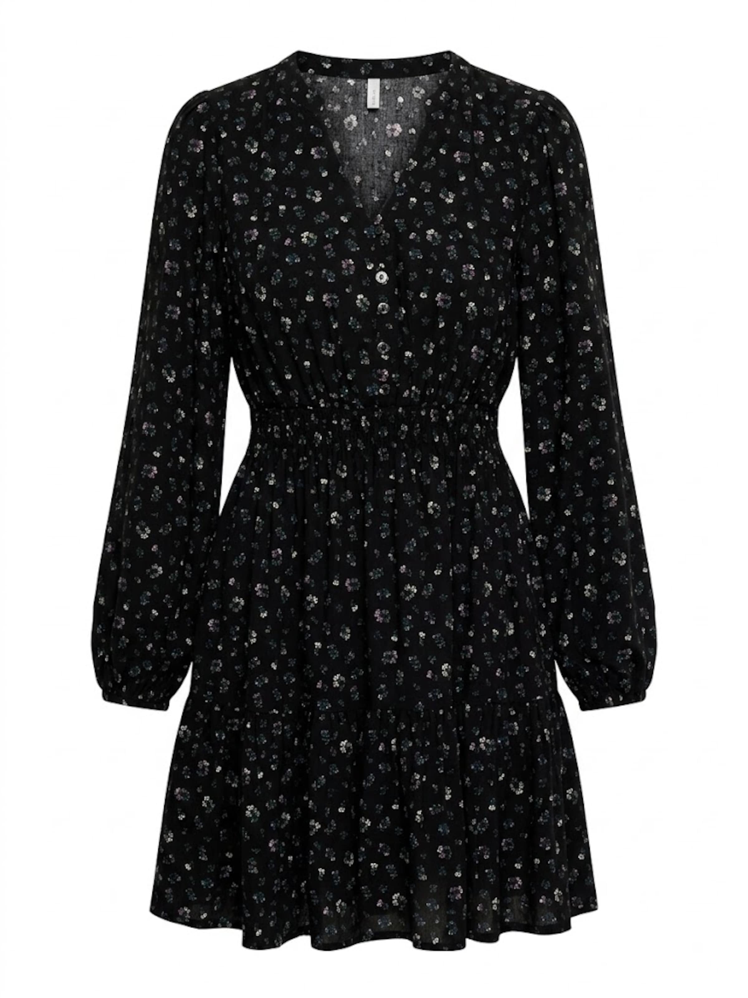 Apricot Floral Ruffle Mini Dress ' ' in Schwarz: Vorderseite